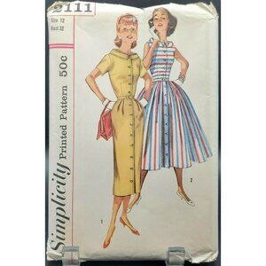 Simplicity 1940s Jr. Misses' Dress & Skirt Pattern #2111 Vintage Uncut